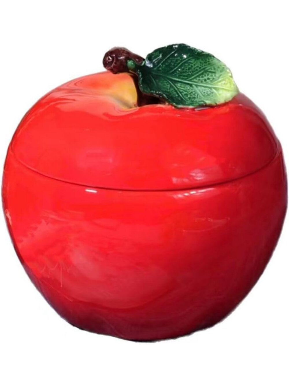 Red Ceramic Apple-Shaped Food Storage Container with Lid - Kitchen Decor